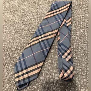 Burberry Dusty Blue & Light Pink Plaid Tie